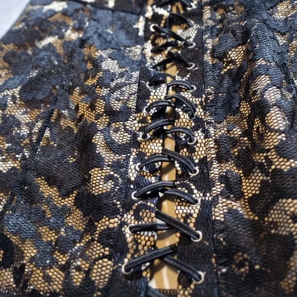 Frederick's of Hollywood Slip Dress Women Large Black Lingerie Floral Lace Mini - Picture 3 of 11